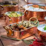 (6 pieces) Mini Serving Pan Set, Stainless Steel – 250 ml - 125×85×H40 mm - Hammered - Copper