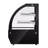 Vetrina refrigerata da banco - 140l - 900mm - Doppio vetro; 2 porte scorrevoli in vetro - vetro curvo - con 2 ripiani - LED interni; 4 lati vetro - Nero