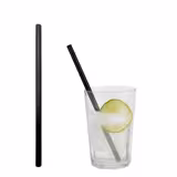 (50 stuks) Glazen rietjes - recht - 200mm - ø 8mm - zwart mat - incl. 1 nylon reinigingsborstel (rager)