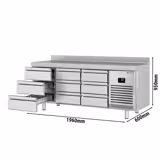 Kylbänk PREMIUM PLUS - 1960x600 mm - 385 l - Fläktkyla - med bakkant - 9 lådor