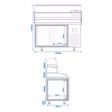 Pizza koelwerkbank Premium PLUS - 1490x700mm - 2 deuren - incl. koelopzetvitrine - 6x GN 1/4