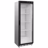 Upright Display Fridge Stainless steel PREMIUM - 400L - with 1 glass door - Static cooling with fan assist