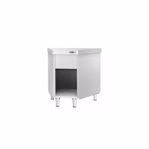 Tavolo armadiato ad angolo in acciaio inox KOPENHAGEN - 984x663mm