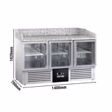 Commercial Refrigerated Pizza Prep Counter PREMIUM - 1400x700 - 3 Glass Doors