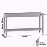 Edelstahl Arbeitstisch ECO - 1800x600mm - mit Grundboden
