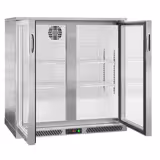 Barová lednice - 900 mm - 220 litrů - s 2 skleněnými křídlovými dveřmi - nerez