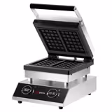 Wafelijzer - Enkel - Digitaal (met timer) - 1,6kW - Vorm: Brusselse wafel 6x4 - bakplaten met antiaanbaklaag (Teflon)