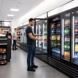 Lednice na nápoje - 2050 mm - 1 500 l - s 3 skleněné dveře & osvětleným reklamním displejem