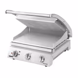 ROBAND | Presse à Panini / Gril de contact – 2,2 kW – plaque supérieure rainurée & plaque inférieure lisse – Surface de cuisson : 375 × 275 mm