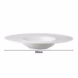 (6 buc) White Delight - Farfurie paste - porțelan - Ø 300 mm - alb