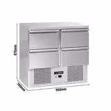 Masă frigorifică ECO – 900 x 700 mm – cu 4 sertare