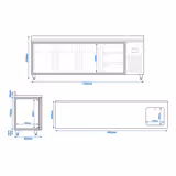 Koelwerkbank PREMIUM PLUS - 2452x600mm - 510 liter - met 3 deuren - met 3 lades - opstand