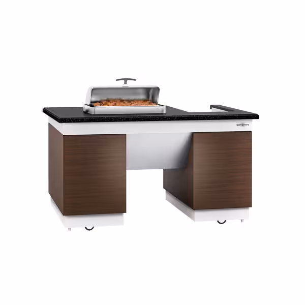 Banco buffet mobile per preparazione e servizio DUBLIN - 1600 mm - piano di lavoro in granito nero