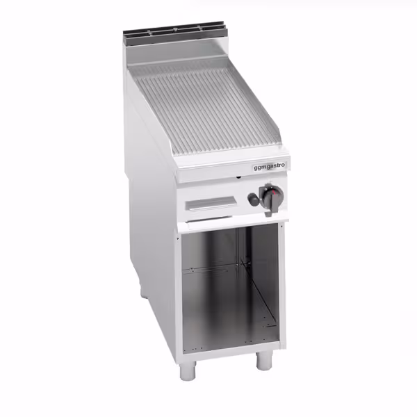 Gasbakplaat - 10kW - Geribbeld - Bakoppervlak: 396x667mm - met open onderbouw