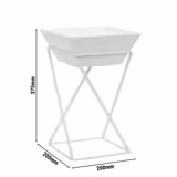 Support buffet - Acier inoxydable, Mélamine - Blanc - Hauteur:375mm - incl. 1 Coupelle en mélamine