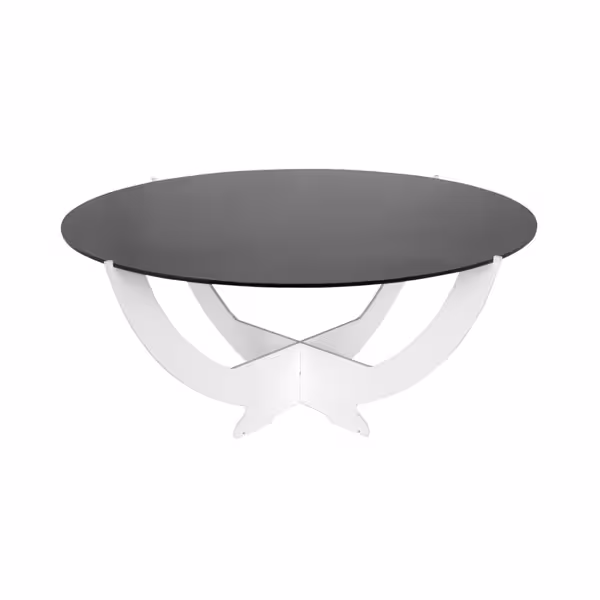 ستاند بوفيه - WHITE LINE - ستانلس ستيل مطلي بودرة - دائري - Ø 497mm - الارتفاع: 230mm - مع زجاج بلاستيكي أسود