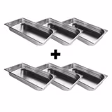 (6 pcs) Stainless Steel Gastronorm Pan GN 1/1 - Depth: 40mm