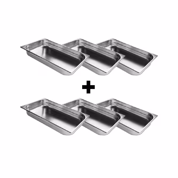 (6 uds) Cubeta GN 1/1 - acero inoxidable - Altura:40mm