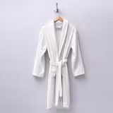 (12 pcs) Bathrobe with Shawl Collar - Size: M - White - Velour Outer/Towelling Inner