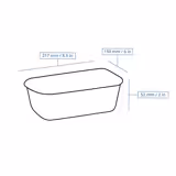 (300 buc) Caserolă meniu reutilizabilă - 1000 ml - Dreptunghiulară - Negru