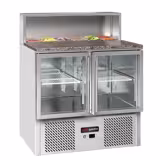 Saladette ECO - 903mm - 2 glazen deuren - met roestvrijstalen opzetstuk voor 5x GN 1/6
