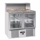 Saladette ECO - 903mm - 2 glazen deuren - met RVS deksel voor 5x GN 1/6 - granieten werkblad