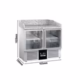 Masa de racire / pizza PREMIUM - 0,9 x 0,7 m - cu 2 usi din sticla si blat din granit