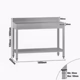 Table de travail en İnox ECO - 1000x600 mm - avec étagère inférieure et rebord relevé          