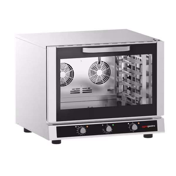 Elektrisch Bakkerij heteluchtoven met stoomfunctie - Analoog - 4x GN 1/1 - incl. plaathouders - met wateraansluiting - compact