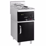 Elektrische friteuse - 10 liter - 12 kW - zwart - mechanische bediening - met aftapkraan - incl. onderbouw (1 deur)