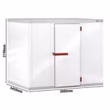 Vriescel - 3000x5450mm x H2190mm - 28,67m³ - isolatie 100mm - zonder motor