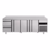 Table réfrigérée PREMIUM - 2330 x 700 mm - avec 3 portes - 2 tiroirs - avec dosseret