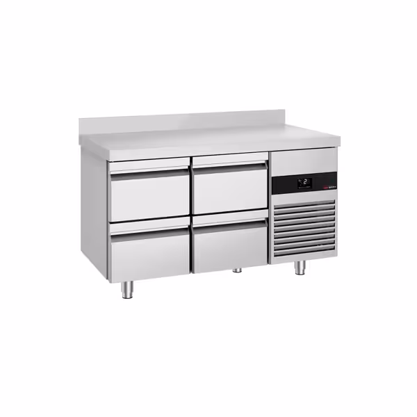 Ψυγείο πάγκος συντήρησης PREMIUM - 1400x700 mm - 281 λίτρα - με 4 συρτάρια - Πλάτη αντεπιστροφής - Βεβιασμένη ψύξη