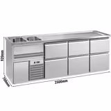 Comptoir de bar réfrigéré PREMIUM PLUS - 2500x700mm - 6 tiroirs