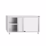 Tavolo armadiato in acciaio inox ECO - 1600x600mm - con 2 porte scorrevoli