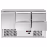 Koelwerkbank ECO - 1368x700mm - 368 liter - kleur zwart - met 1 deur - met 4 lades
