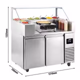 Tillberedningsbord - 1,21 x 0,7 m - med 2 dörrar - inkl. crepes maker med 1 platta