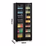 Vitrine réfrigérée à boissons - 900mm - 898 L - porte vitrée sans cadre - 2 portes vitrées - éclairage LED - affichage digital de la température - Noir - 0 à +7 °C