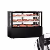 Vetrina refrigerata / carne MADRID - 1500 mm - doppio vetro - con 2 ripiani - Nero opaco