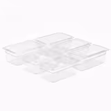 (6 Pezzi) Contenitore in Policarbonato GN 1/4 - Trasparente - Altezza: 100 mm
