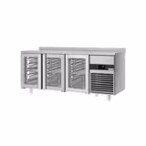 Commercial Counter Fridge PREMIUM - 1865x700mm - with 3 glass doors - with upstand