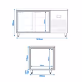 Pekarski zamrzni pult PREMIUM PLUS - 1618x800 mm - 420 l - Ventilirano hlađenje - s 2 vrata - radna ploča bez podignutog ruba