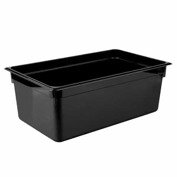 (6 stuks) Polycarbonaat GN-bak GN 1/1 - zwart - 25,6 liter - Diepte: 200mm
