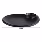 (6 pcs) NERO | Platter - Melamine - 240x200mm - with 40ml dip bowl - Black