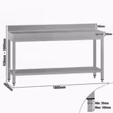 Radni stol od nehrđajućeg čelika ECO - 1800x600 mm - Sa podnom pločom & poleđinom