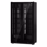 Szafa chłodnicza przeszklona PREMIUM - 760L-1200mm - bezramowe drzwi - 2‑drzwiowa, drzwi skrzydłowe, drzwi szklane - oświetlenie LED - cyfrowy wyświetlacz temperatury - Czarna - Dla PL - 0–7°C