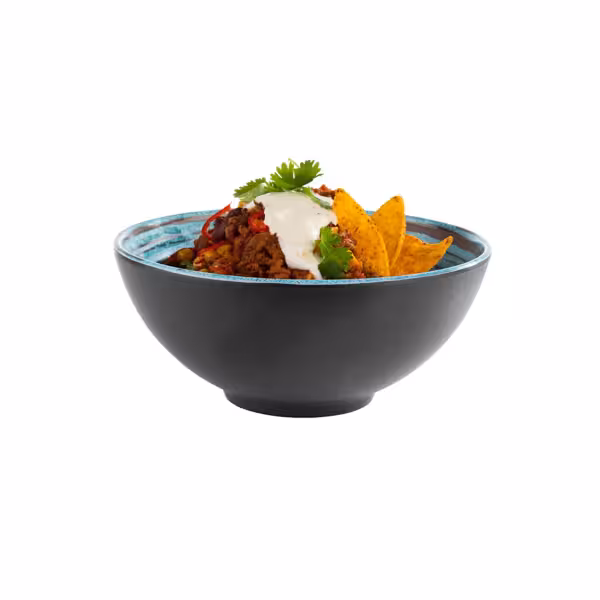 (6 buc) Bol | CANCUN - Melamină - 1 litru - pătrat - 185x185x80 mm - stivuibil; compatibil mașină de spălat vase; nu pentru microunde - Maro/Albastru