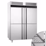 Upright Freezer Stainless steel PREMIUM - GN 2/1 - 1400L - with 4 half doors