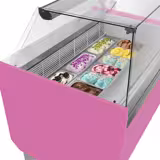 Ijsvitrine LIAM - 1310mm - statische koeling - met LED‑verlichting & rechte ruit - voor 10+10x 5 liter ijsbak - pink