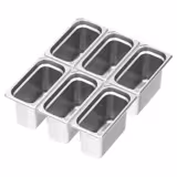 (6 pz) Bacinella GN in acciaio inox GN 1/3 - Altezza: 200mm